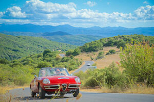Alfa Romeo Spider driving on rally in the Peloponnesos
