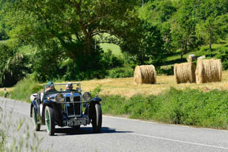 pre-war MG on mille miglia race in italy