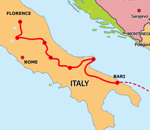 map-of-via-flaminia-in-italy-2026